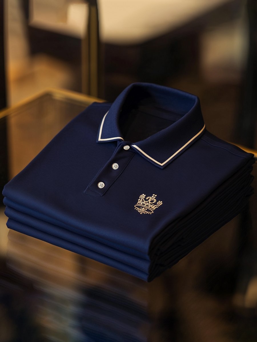 Camisa polo vintage ejecutivo de manga larga para hombre