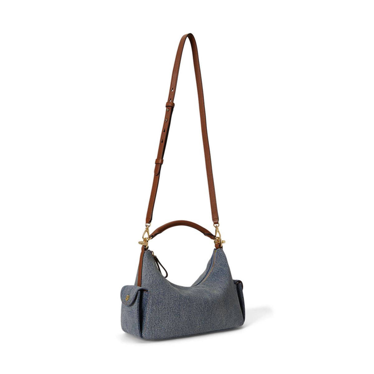 Washed Denim Small Blaike Shoulder Bag - 7