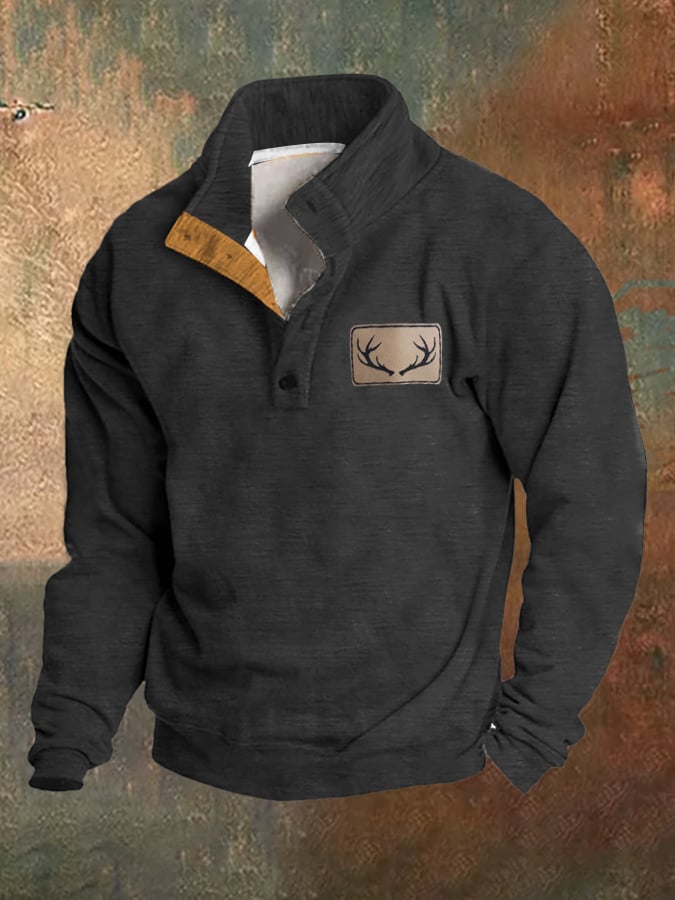Sudadera polar vintage Western Antler Hunting Enthusiast Stand cuello para hombre