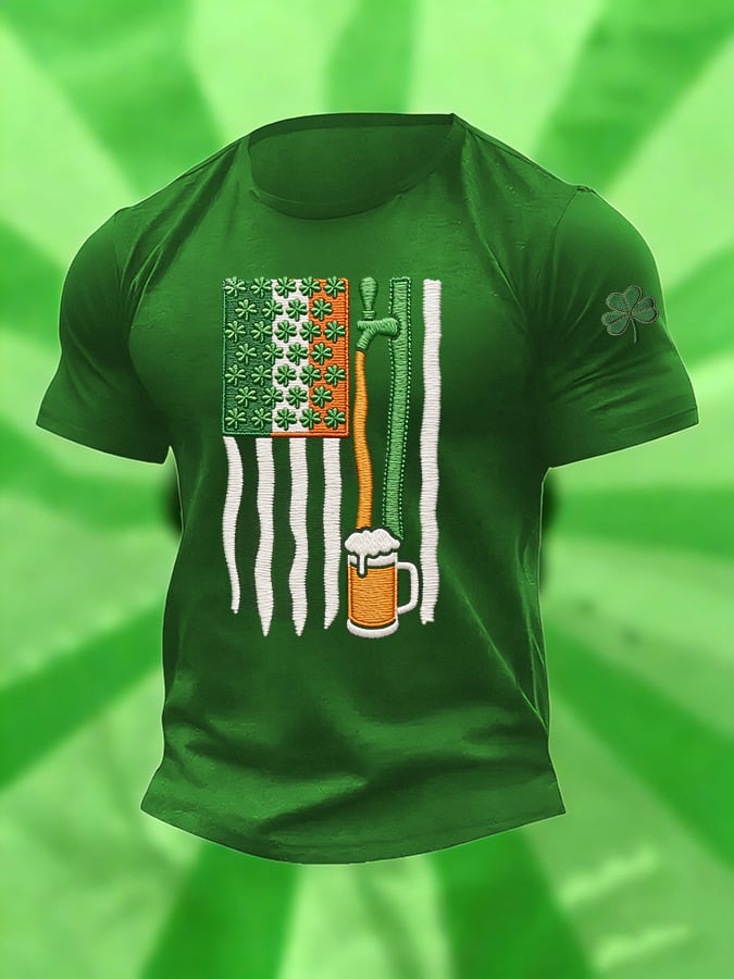 Camiseta casual retro St. Patrick's Day flag para hombre