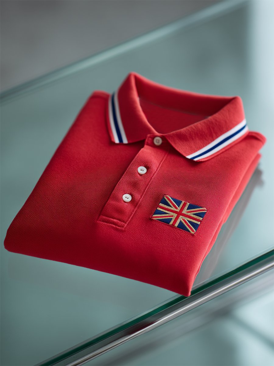 Camisa polo ejecutivo casual Union Jack Button de manga corta para hombre