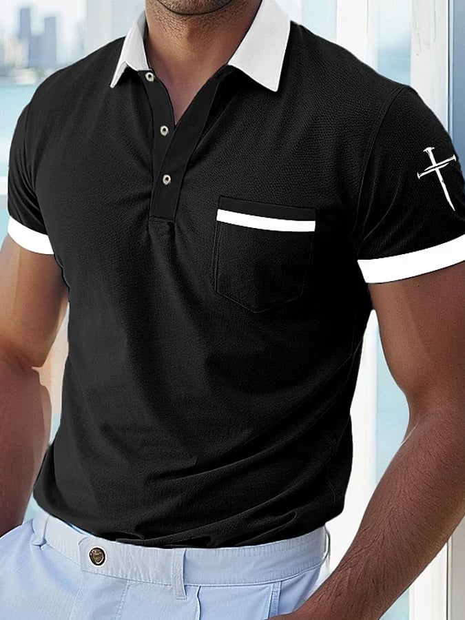 Camisa polo Faith Cross estampado casual (With bolsillos) para hombre