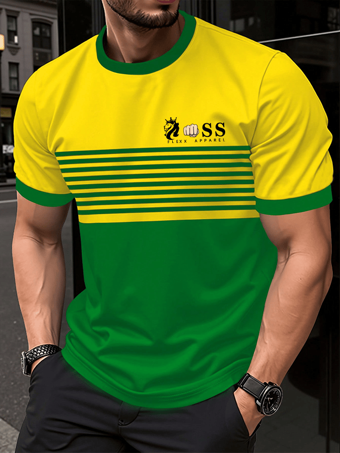 Camiseta retro Letter estampado cuello redondo para hombre
