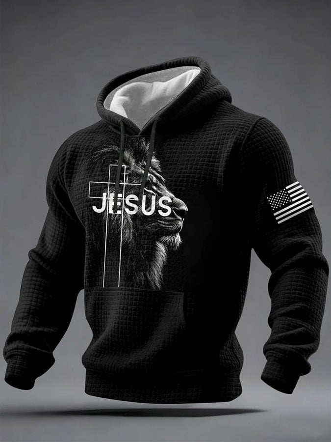 Sudadera con capucha Jesus Lion estampado casual -Fast Shipping para hombre