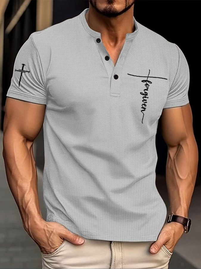Camisa elegantee casual Faith Waffle Henley para hombre