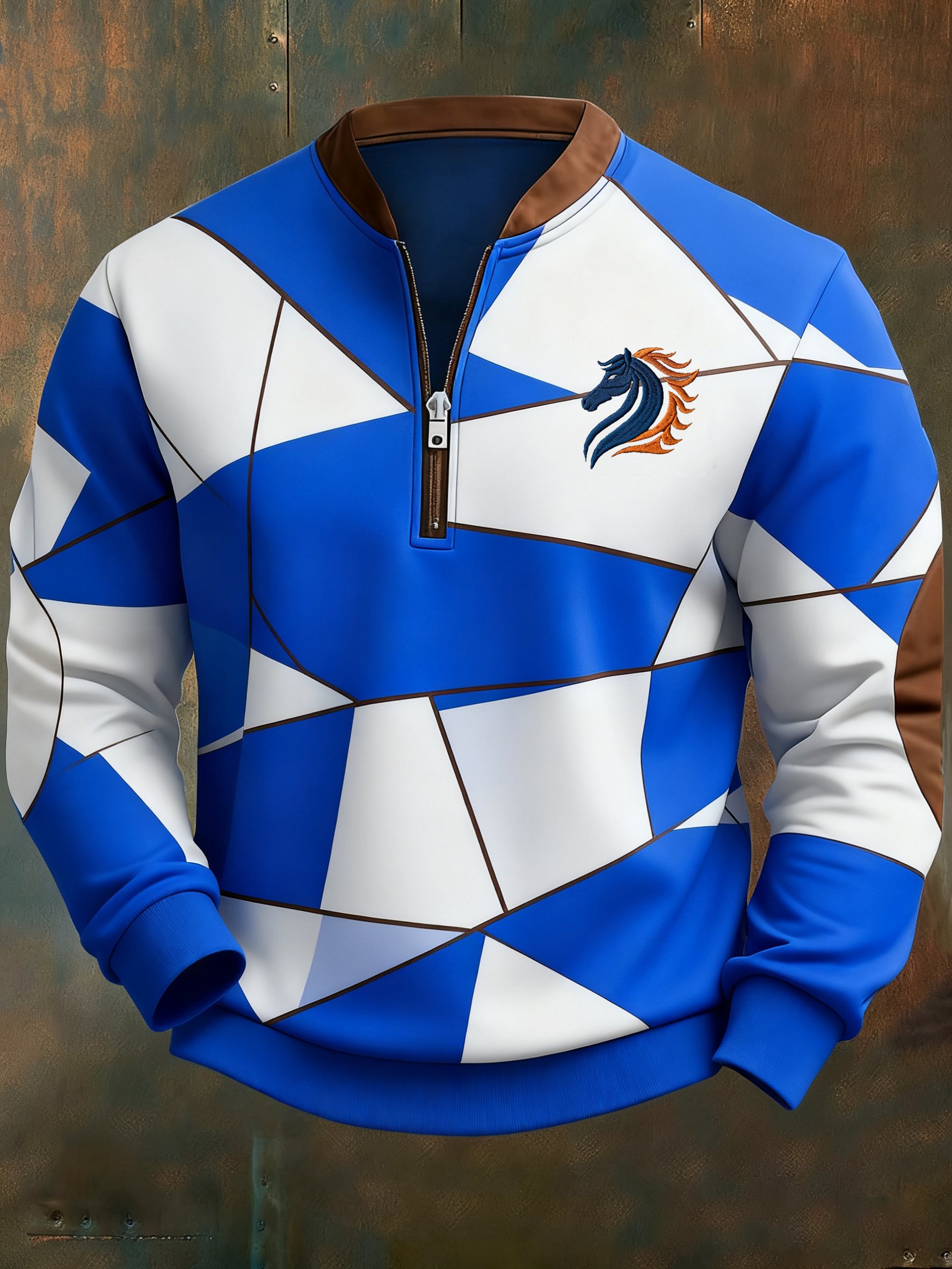 Sudadera Football geométrico en bloques de color estampado para hombre