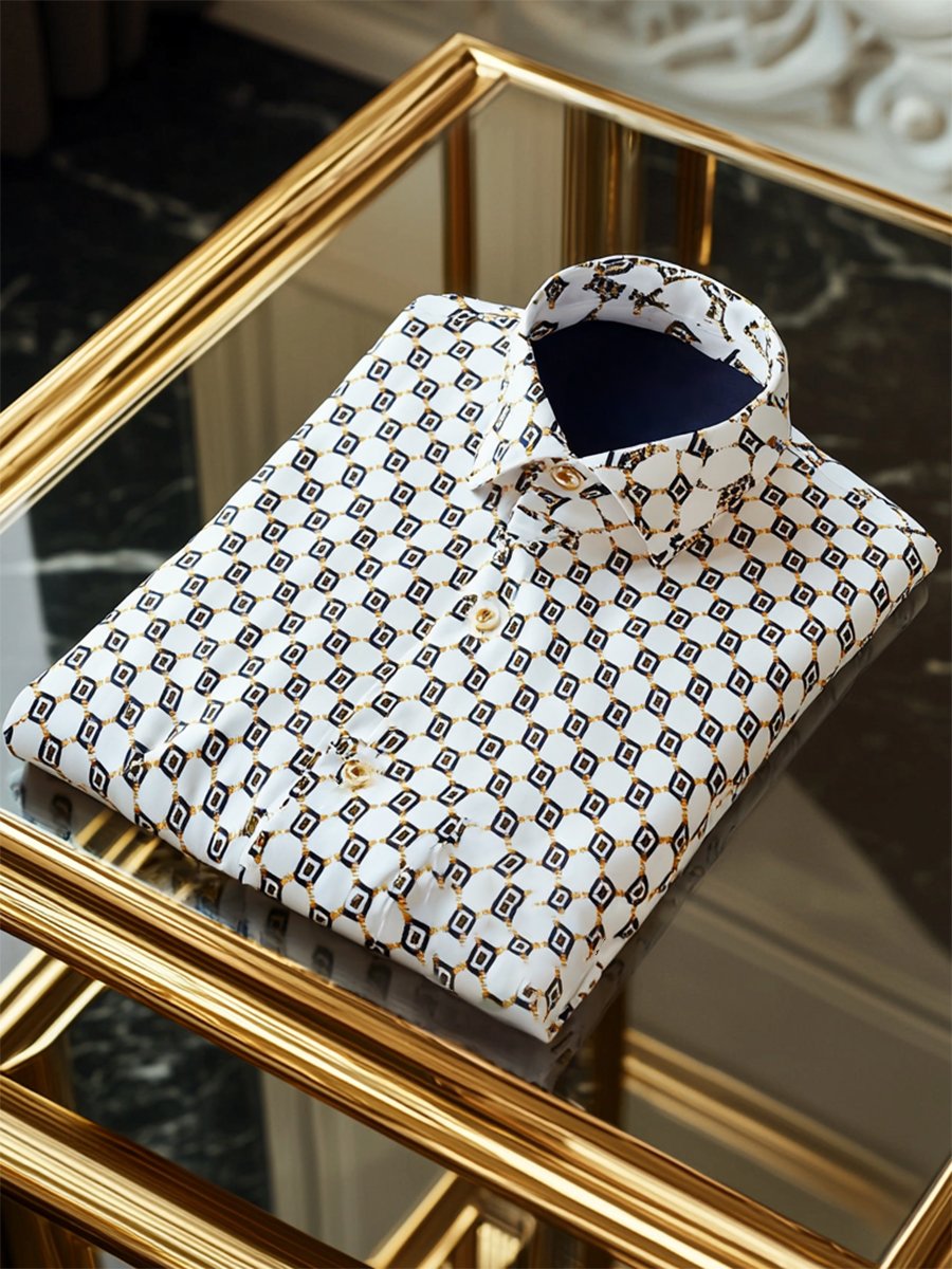 Camisa satén Luxe de manga larga con botones para hombre