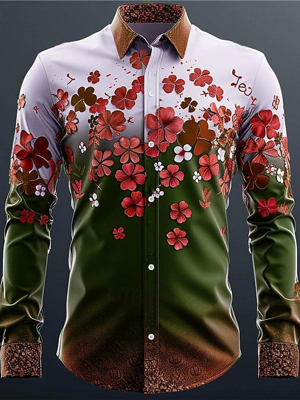 Camisa St. Patrick's Day Clover Saint Patrick Green Beer Button Up camisa de manga larga para hombre