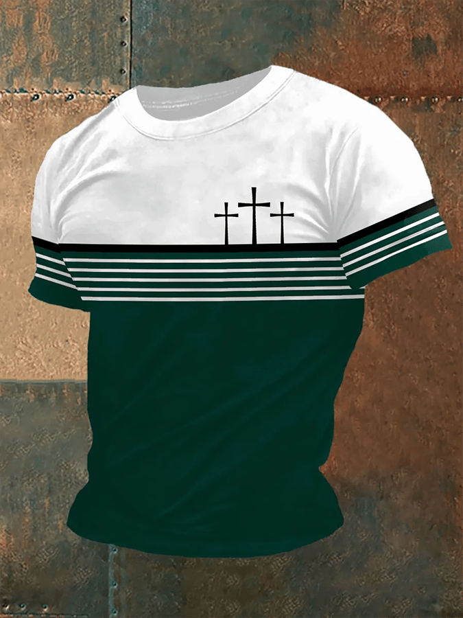 Camiseta vintage Faith Cross estampado para hombre