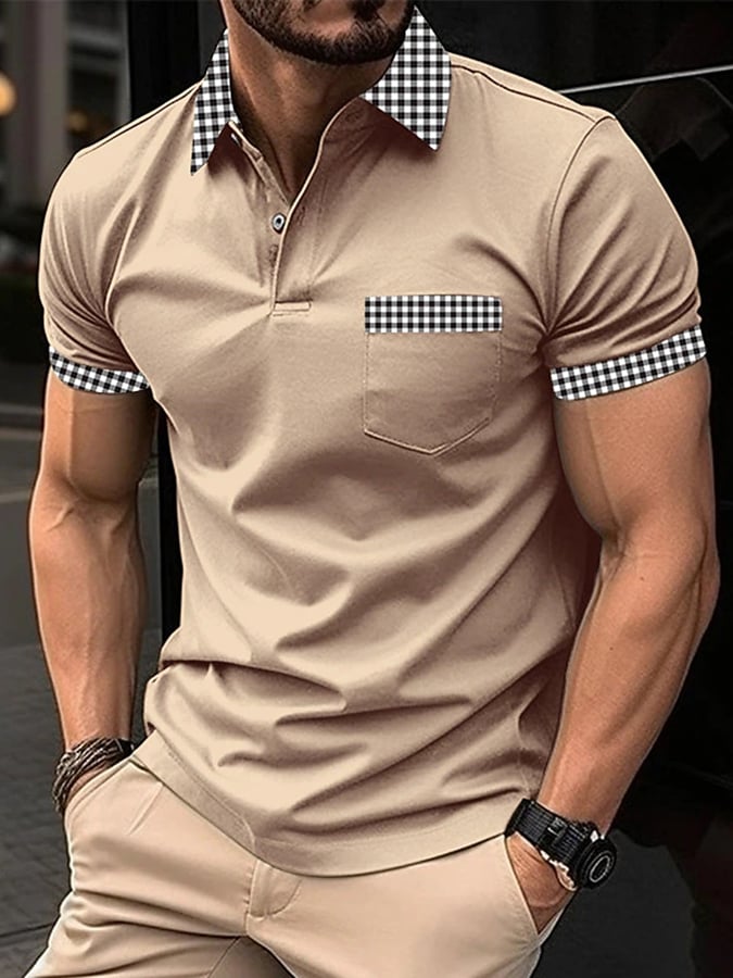 Casual Color Contrast Polo para hombre
