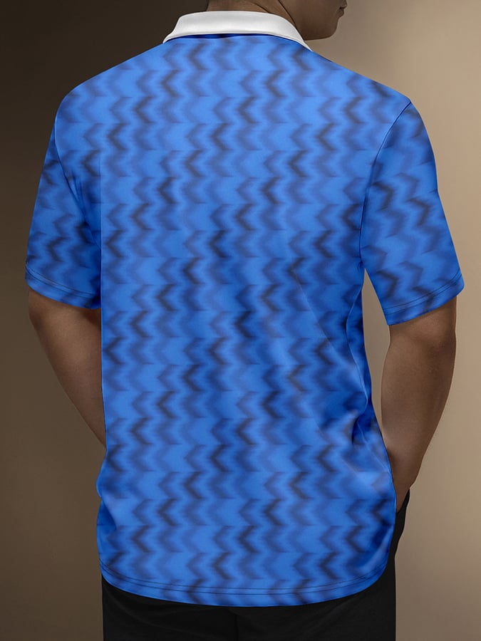 Camisa polo de modaable geométrico de manga corta para hombre