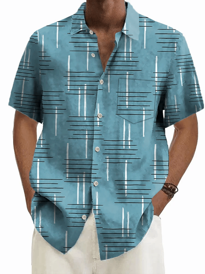 Camisa vintage Textured estampado casual (With Pockets) para hombre
