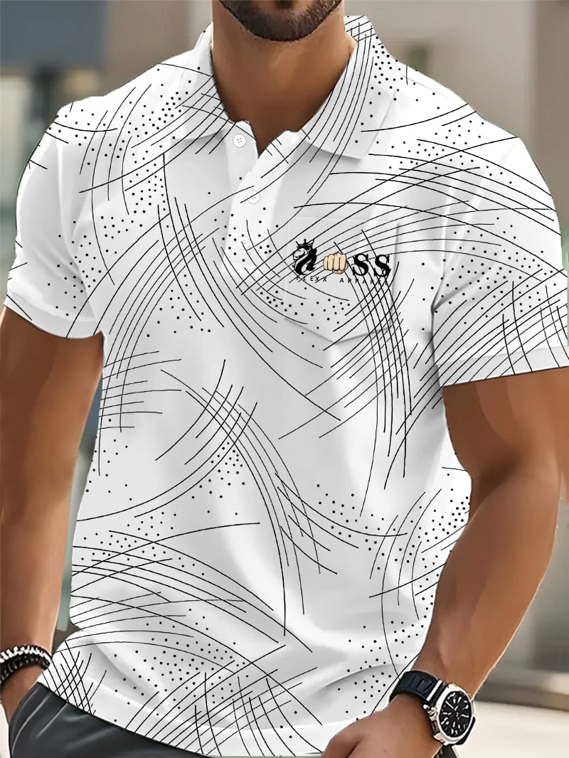 Casual ejecutivo Abstract a rayas Polo (With bolsillos) para hombre