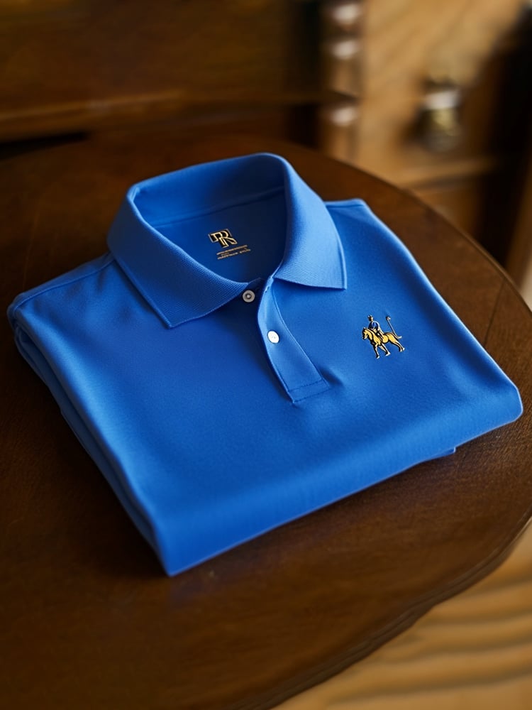 Camisa polo clásico ejecutivo Check Logo Button de manga corta para hombre