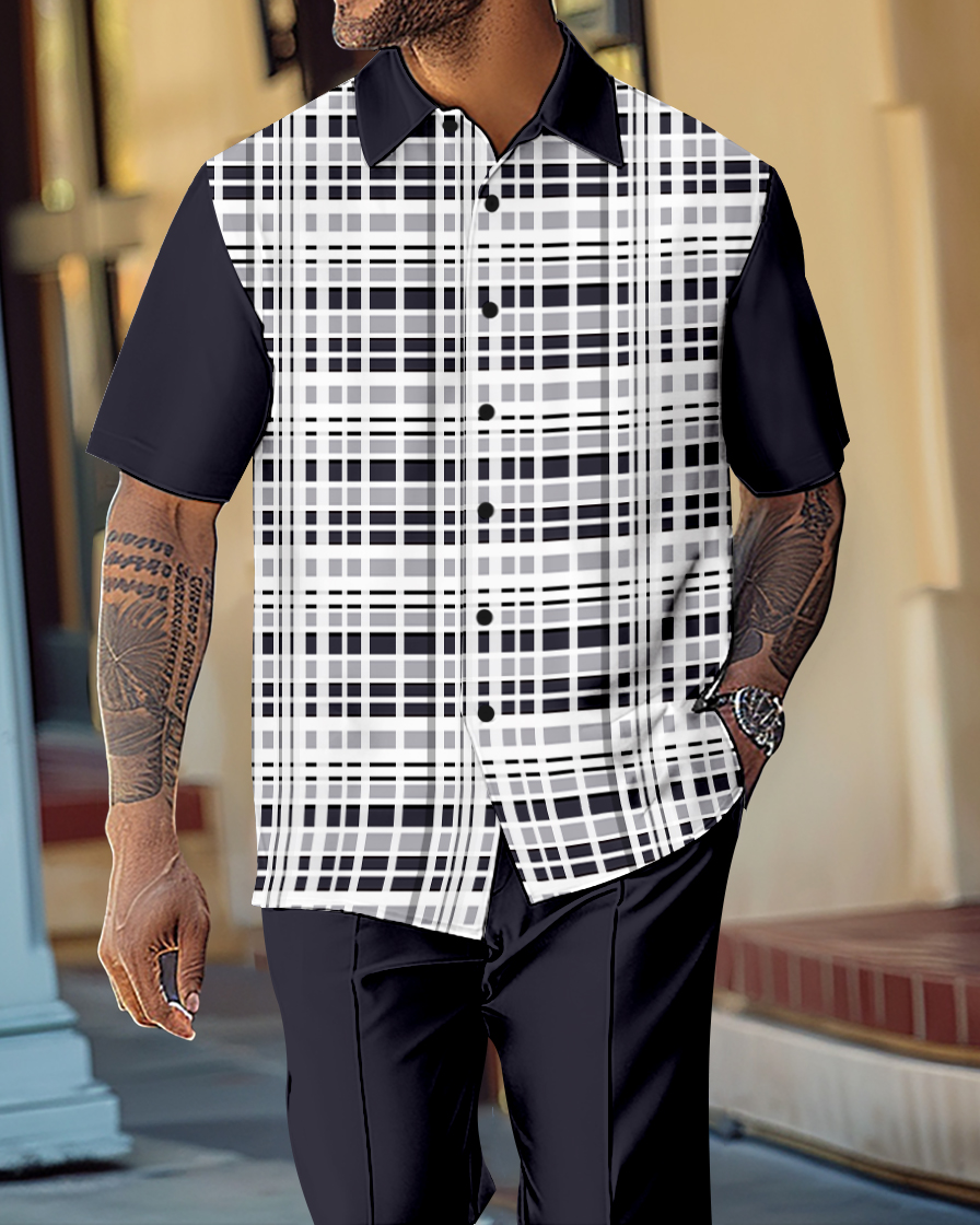 Camisa retro Gorgeous de manga corta Walking Suit 1067 para hombre