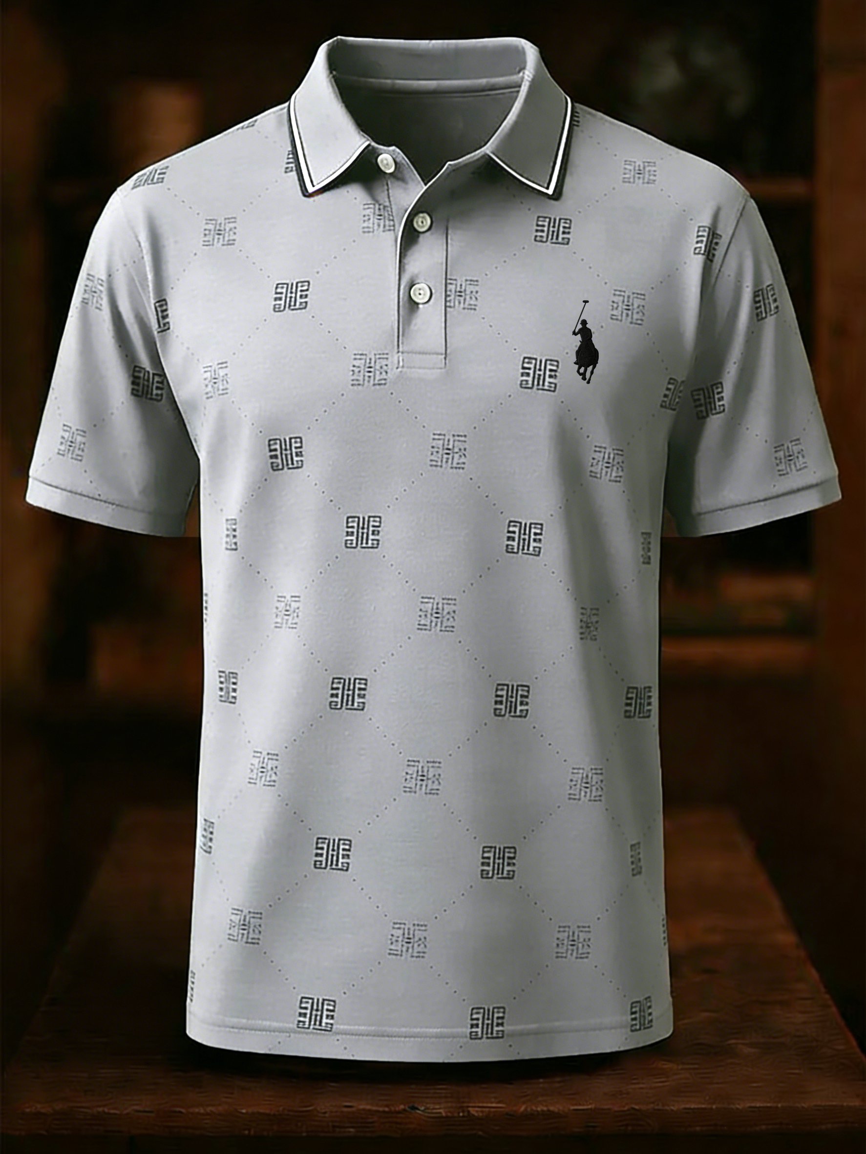 Camisa polo ejecutivo Style estampado de manga corta para hombre