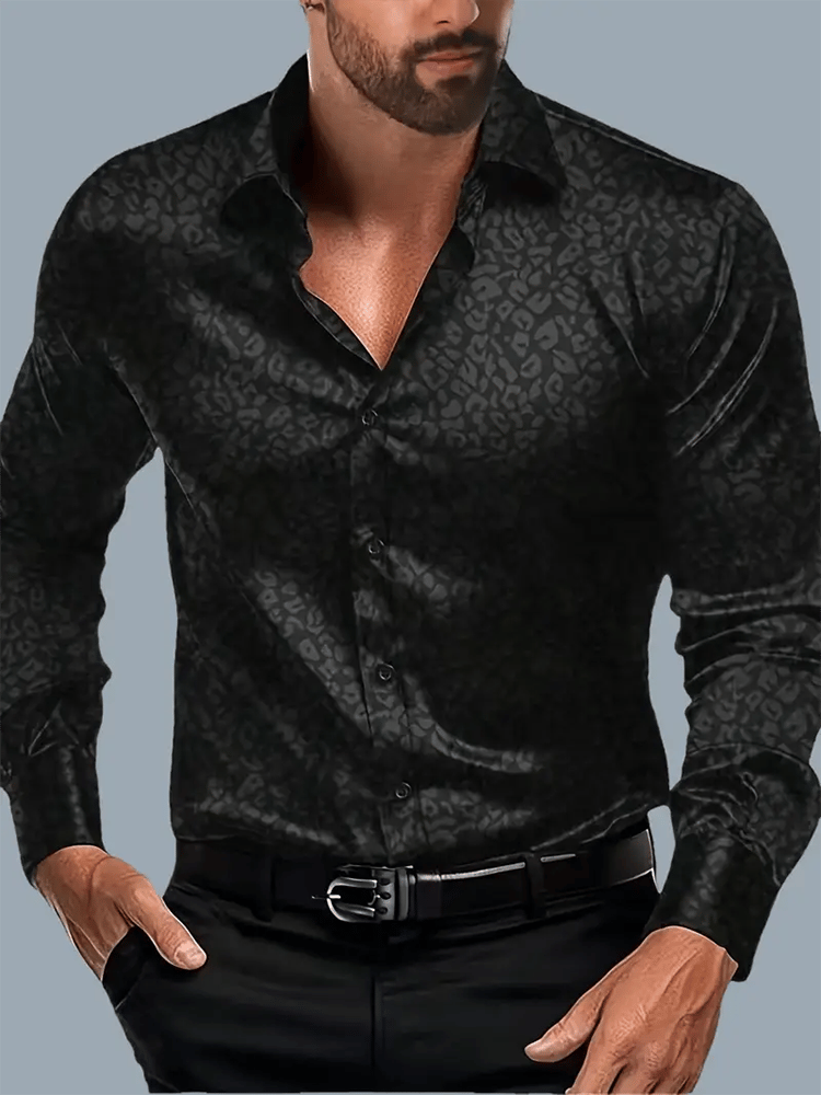 Camisa Street Style ejecutivo casual estampado de manga larga para hombre