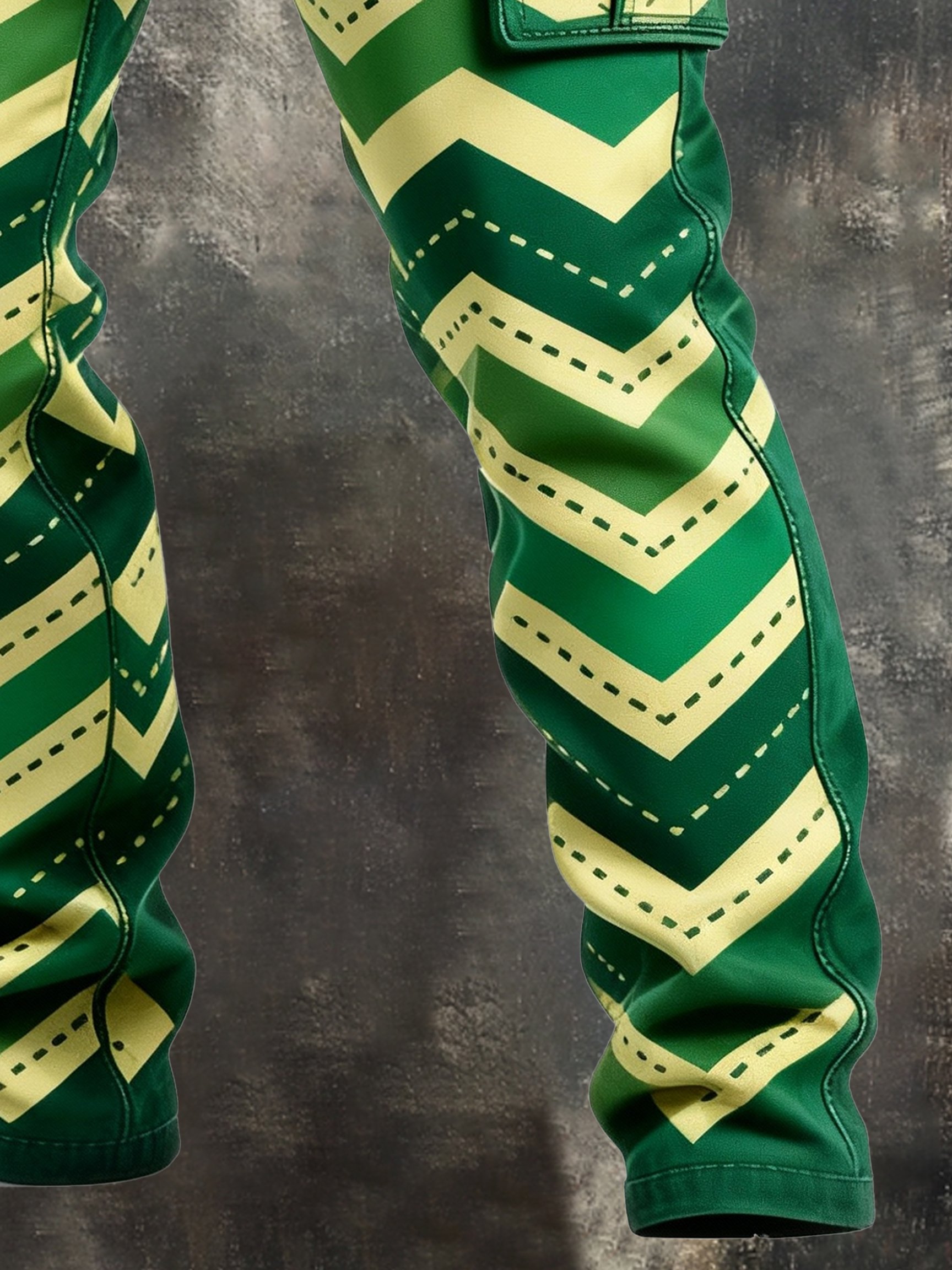 Pantalón retro en bloques de color desgastado bolsillo Cargo para hombre
