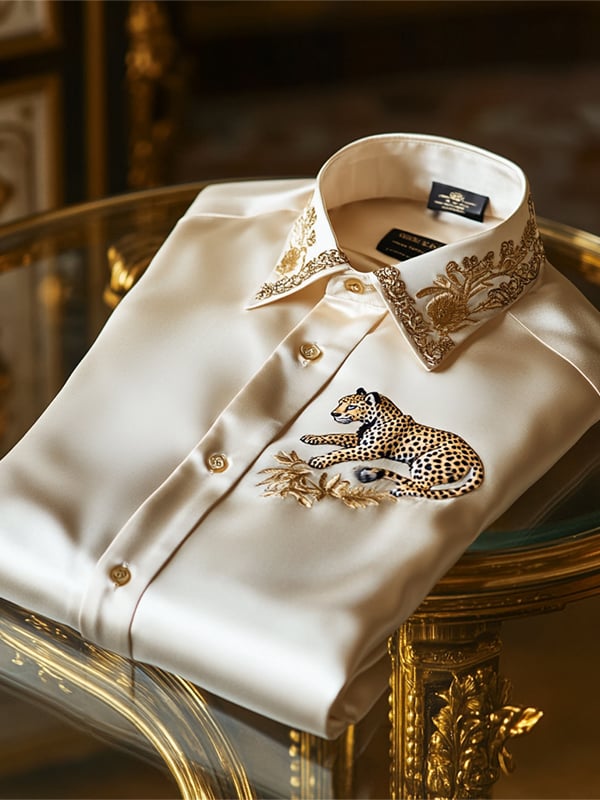 Camisa seda de lujo ejecutivo de manga larga para hombre