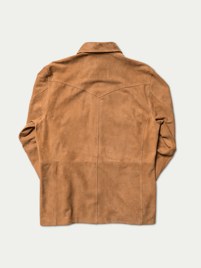 Chaqueta vintage gamuza Multi-bolsillo solapa para exterior para hombre