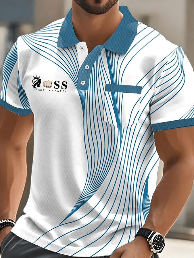 Camisa polo elegantee Letter estampado casual (With bolsillos) para hombre