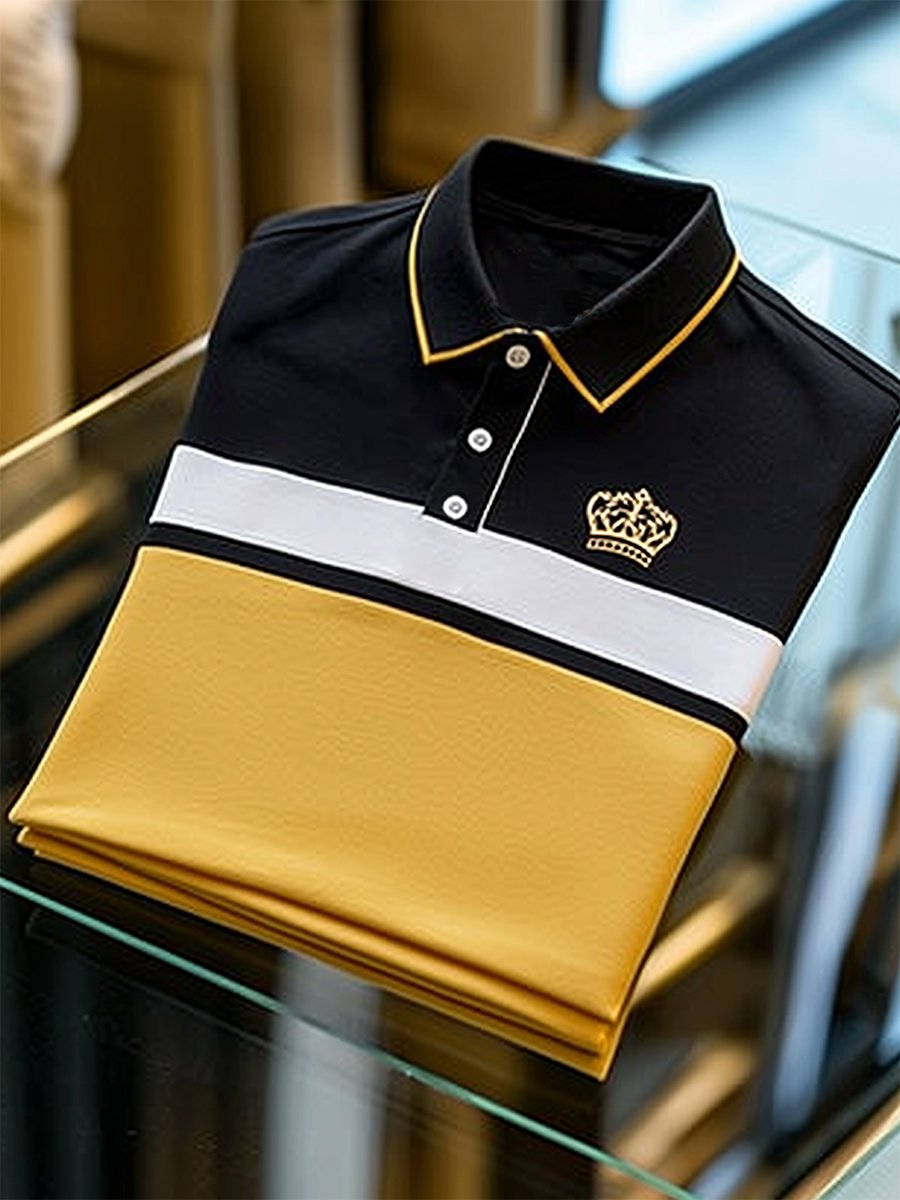 Camisa polo vintage ejecutivo de manga larga para hombre