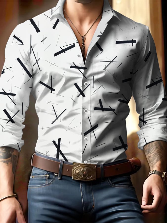 Ejecutivo Style geométrico Princamiseta para hombre