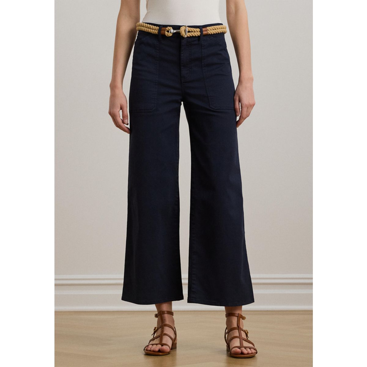 Stretch Chino Wide Leg Cropped Pants - 9