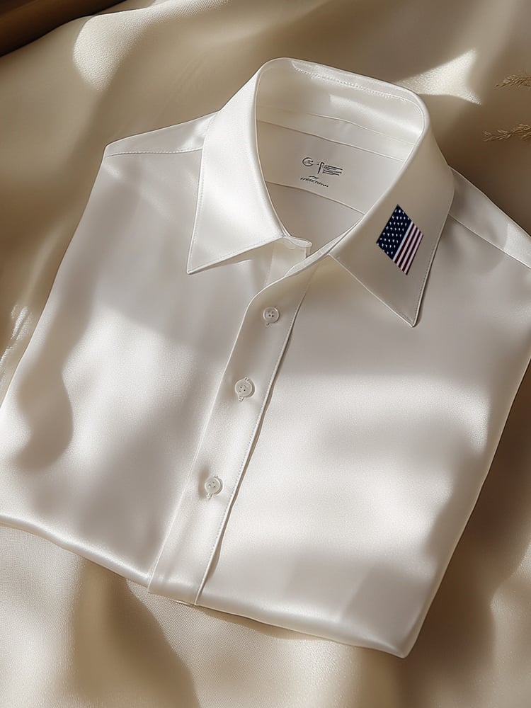 Camisa de lujo ejecutivo casual Flag solapa de manga corta para hombre