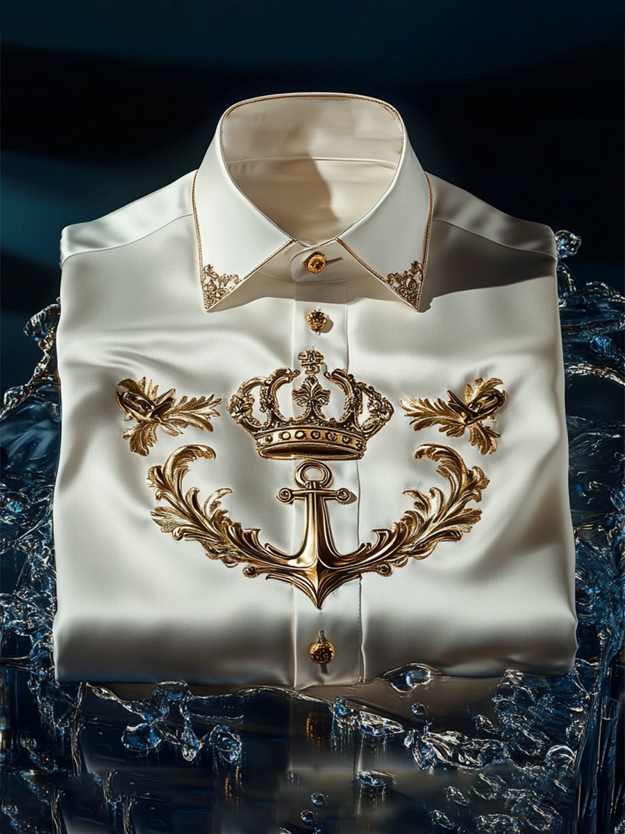 Camisa satén Luxe de manga larga con botones para hombre
