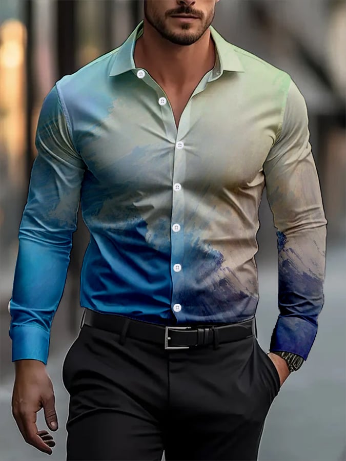 Camisa degradado ejecutivo casual para hombre