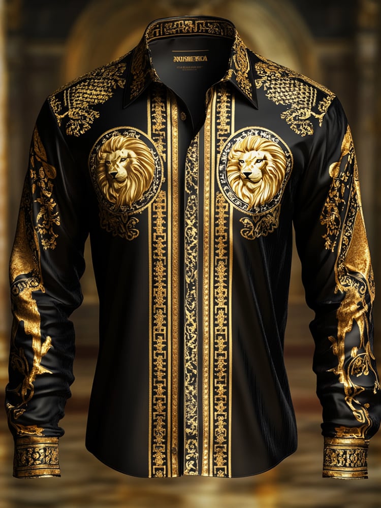 Camisa satén Luxe de manga larga con botones para hombre