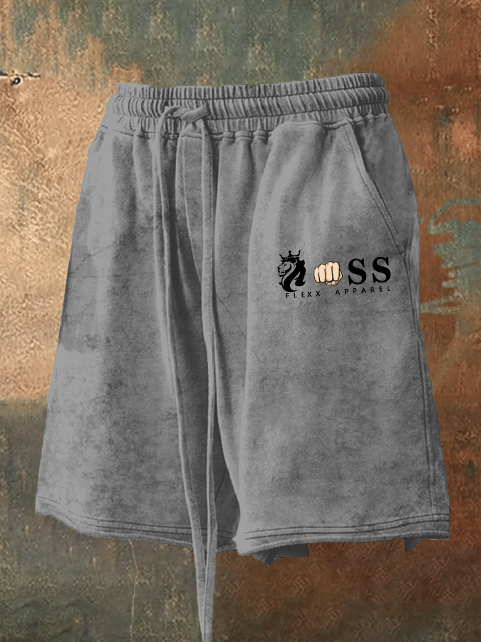 Shorts retro Letter estampado holgado casual para hombre