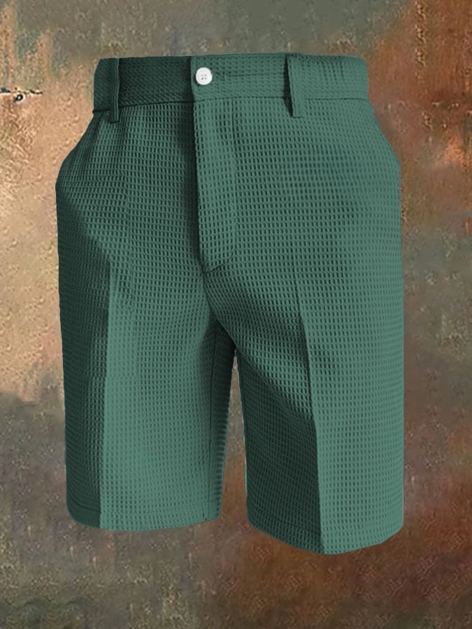 para hombre All-Match de color sólido Waffle Zipper pantalón