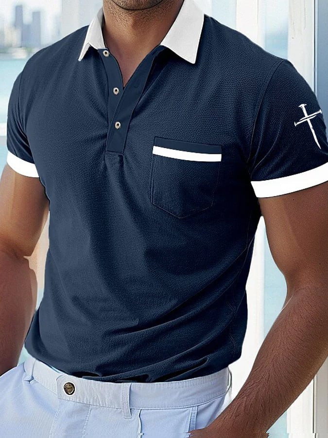 Camisa polo Faith Cross estampado casual (With bolsillos) para hombre