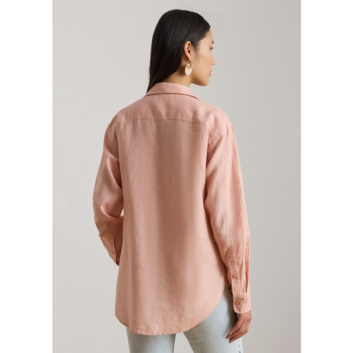 Women's Relaxed Fit Eyelet-Logo Linen Shirt - 2