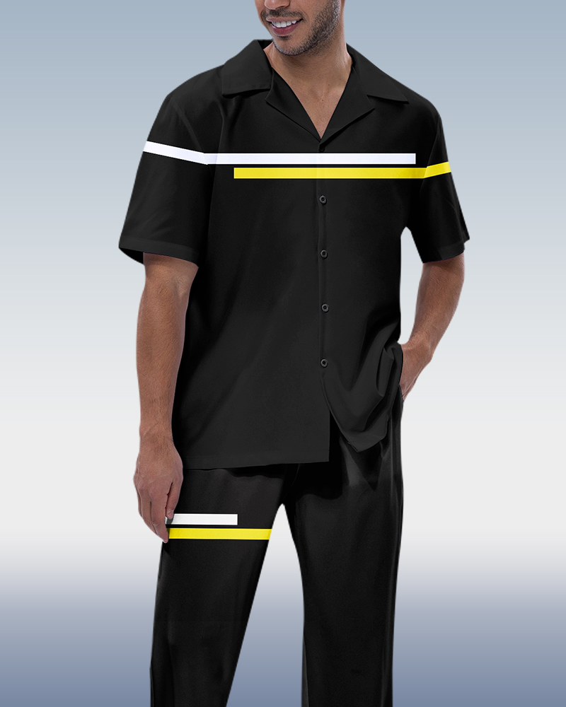 Rianmond Black Line de manga corta Trekking Suit para hombre
