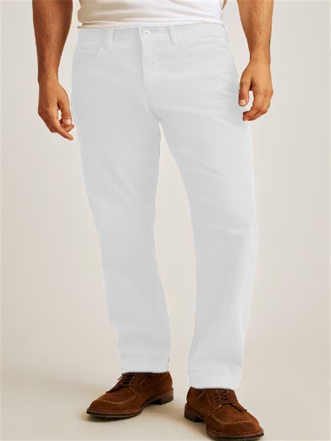 Casual de color sólido pana Straight Trousers para hombre