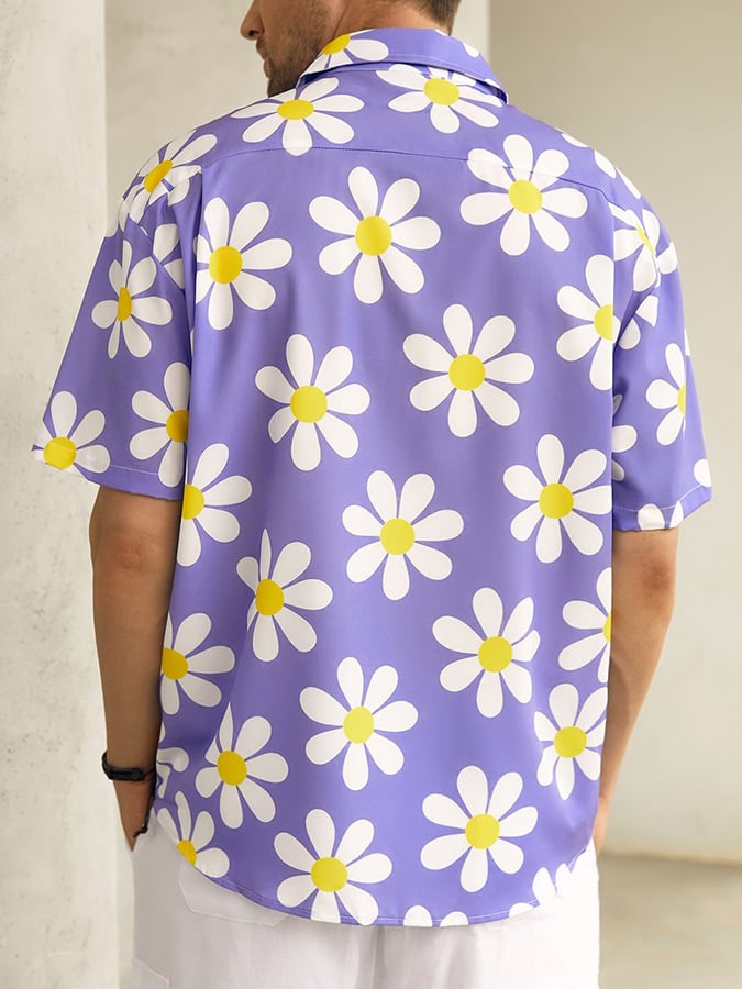Camisa de moda casual Holiday Hawaiian estampado de manga corta