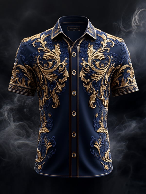Camisa retro Gothic diseño de manga corta para hombre