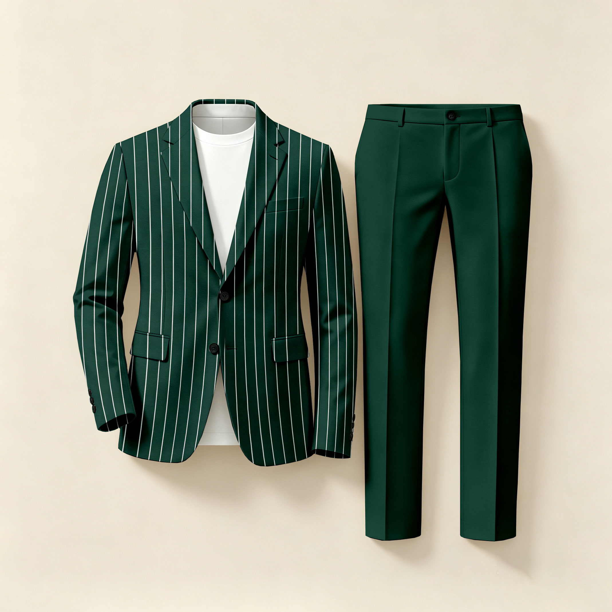 para hombre ejecutivo a rayas de manga larga camisa and Long pantalón Two-Piece Suit