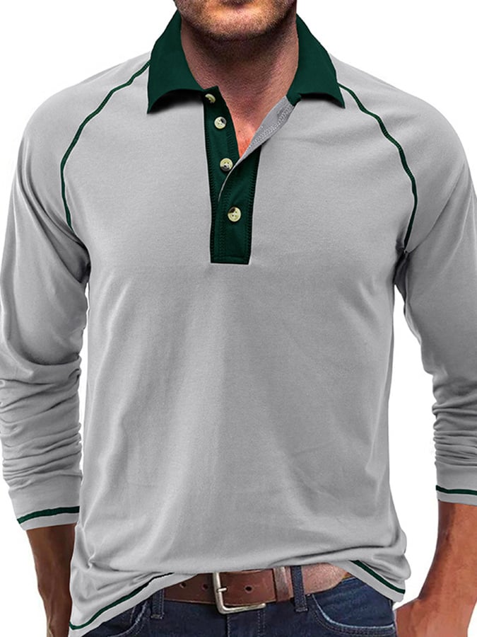 Camisa polo Athletic casual Raglan Sleeve Half Button