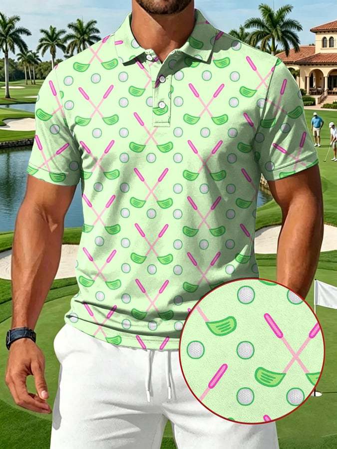Camisa polo Pastel Golf Club estampado casual para hombre