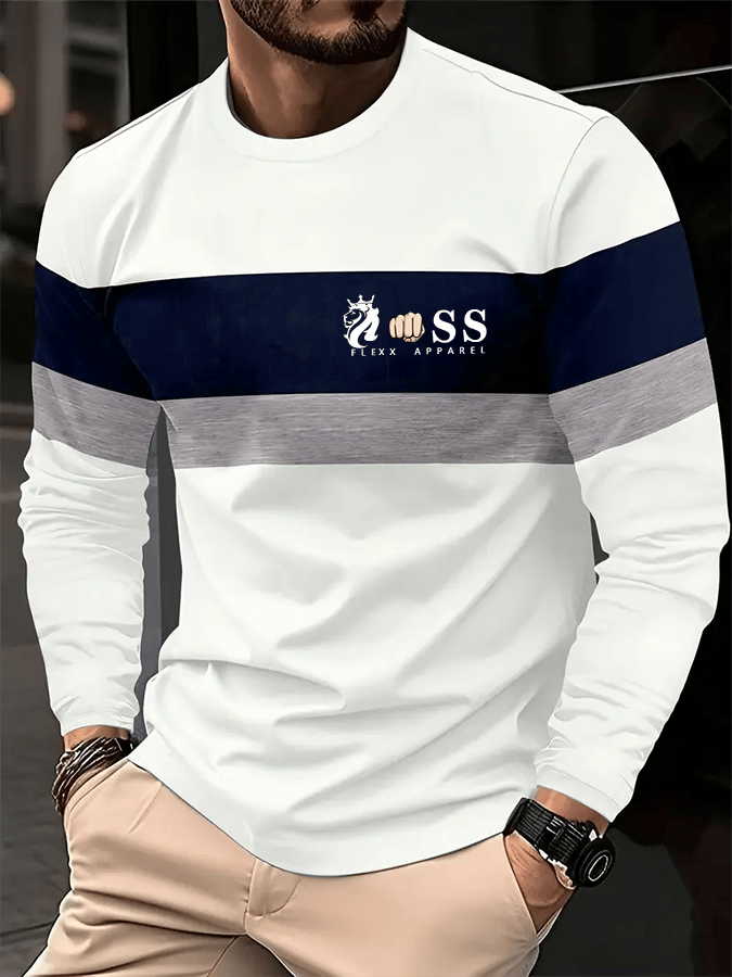 Camiseta retro Lettering estampado de manga larga para hombre