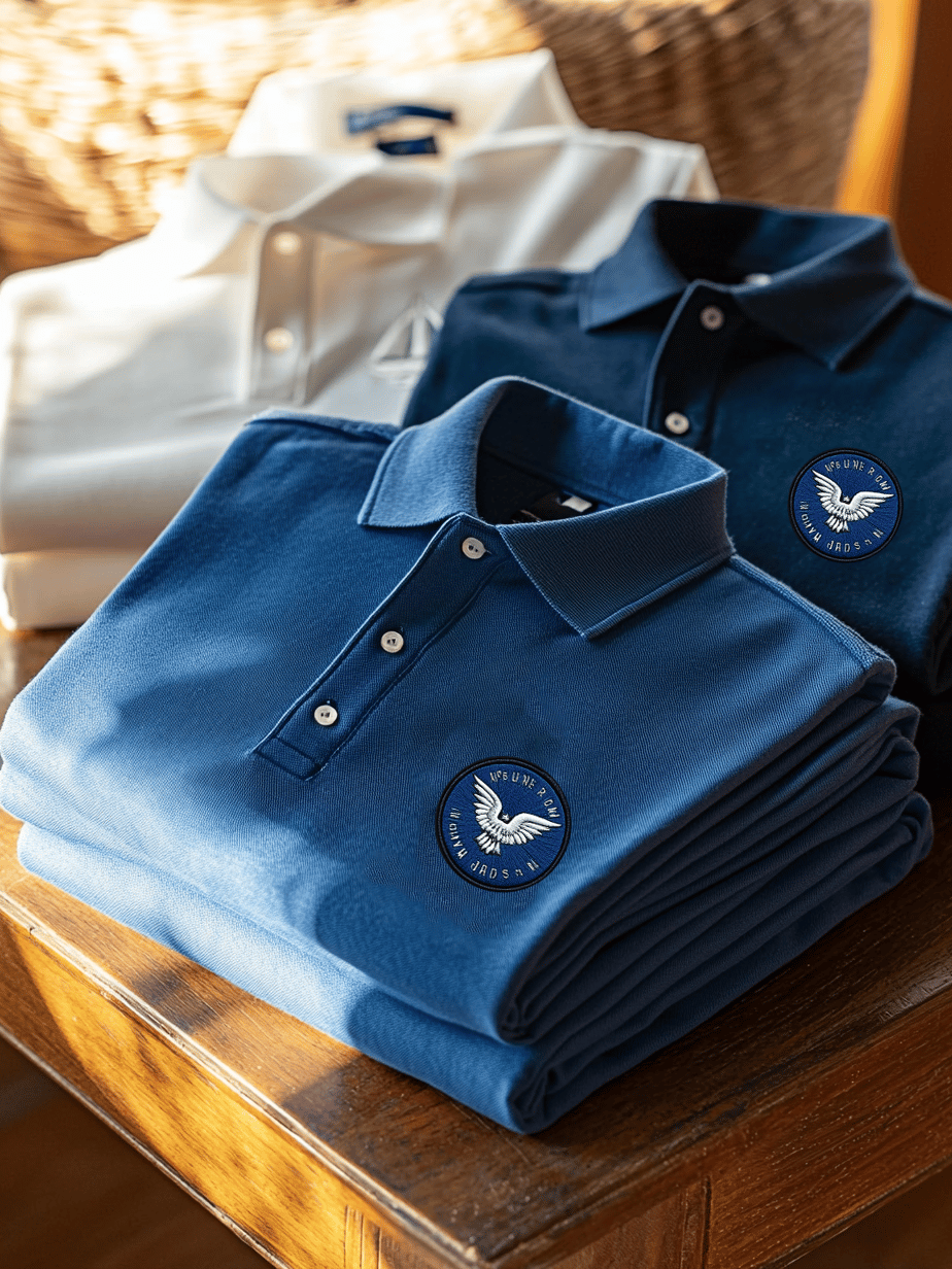 Camisa polo ejecutivo casual Independence Day Badge con botones de manga corta para hombre
