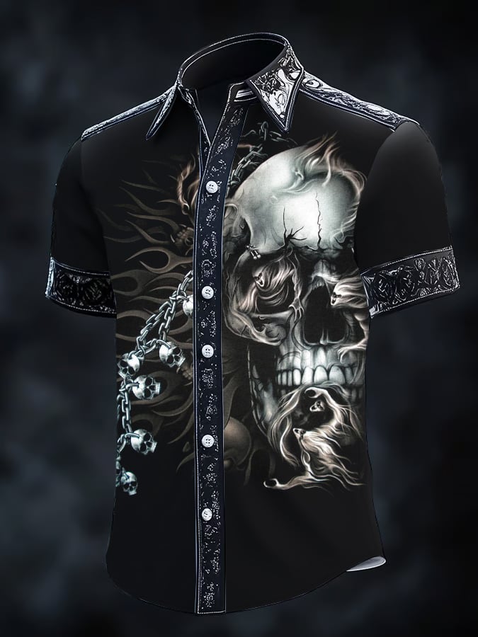 Camisa Gothic Dark de manga corta para hombre