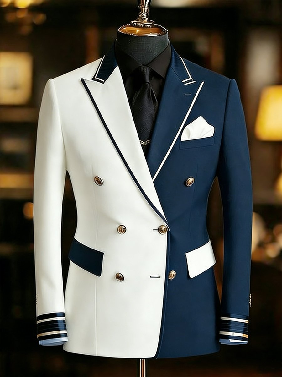 Chaqueta vintage Patriotic Color-Block Suit para hombre