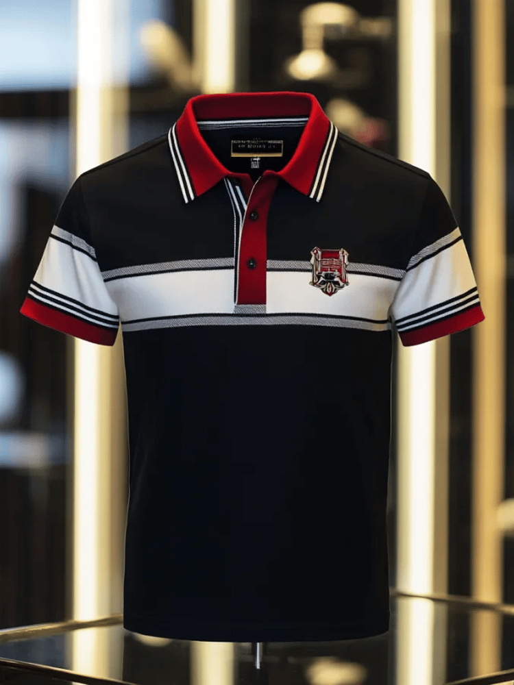 Camisa polo ejecutivo rayas Lettering con botones para hombre
