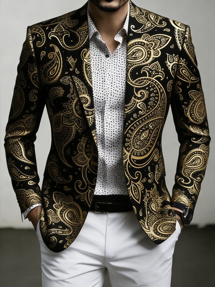 Chaqueta de lujo ejecutivo Paisley estampado Suit para hombre