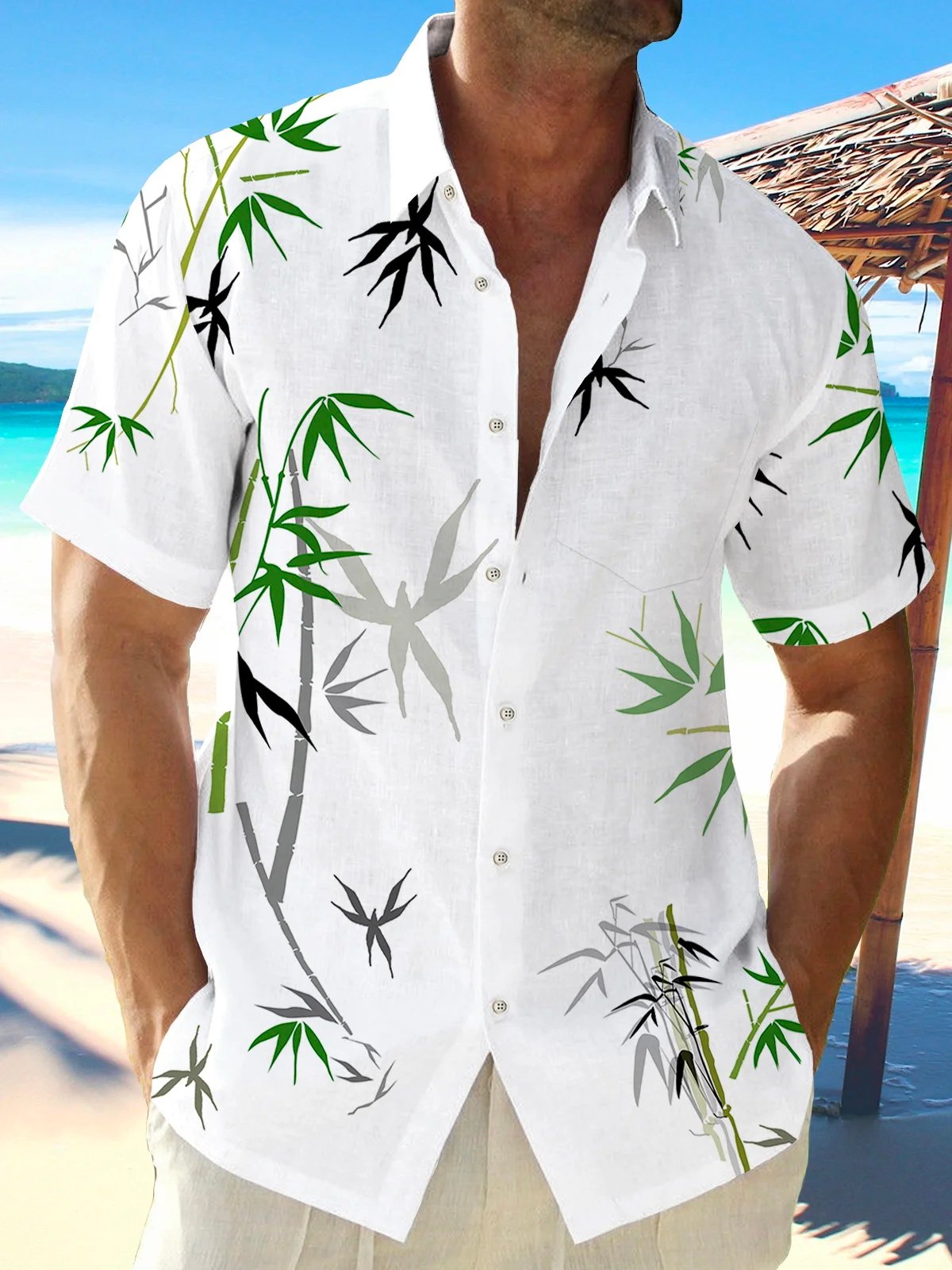 para hombre Hawaiian Flora Print casual camisa